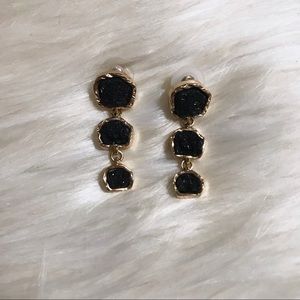 Black & Gold Druzy Earrings